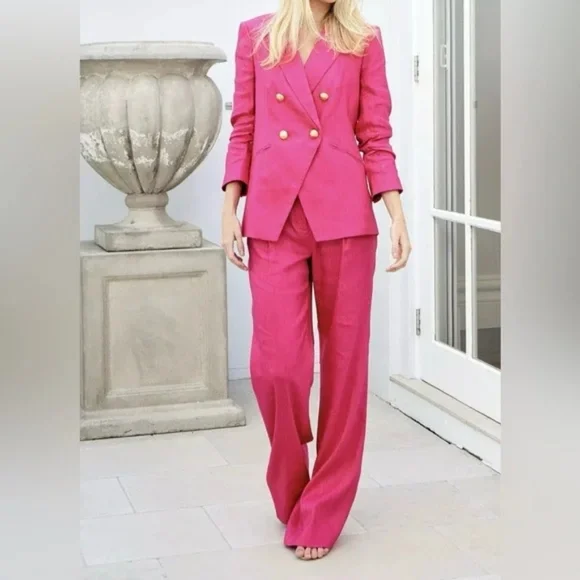 NWOT Veronica Beard Hirsh Pink Dickey Jacket Blazer Size 6 Celebrity Linen - Picture 3 of 16